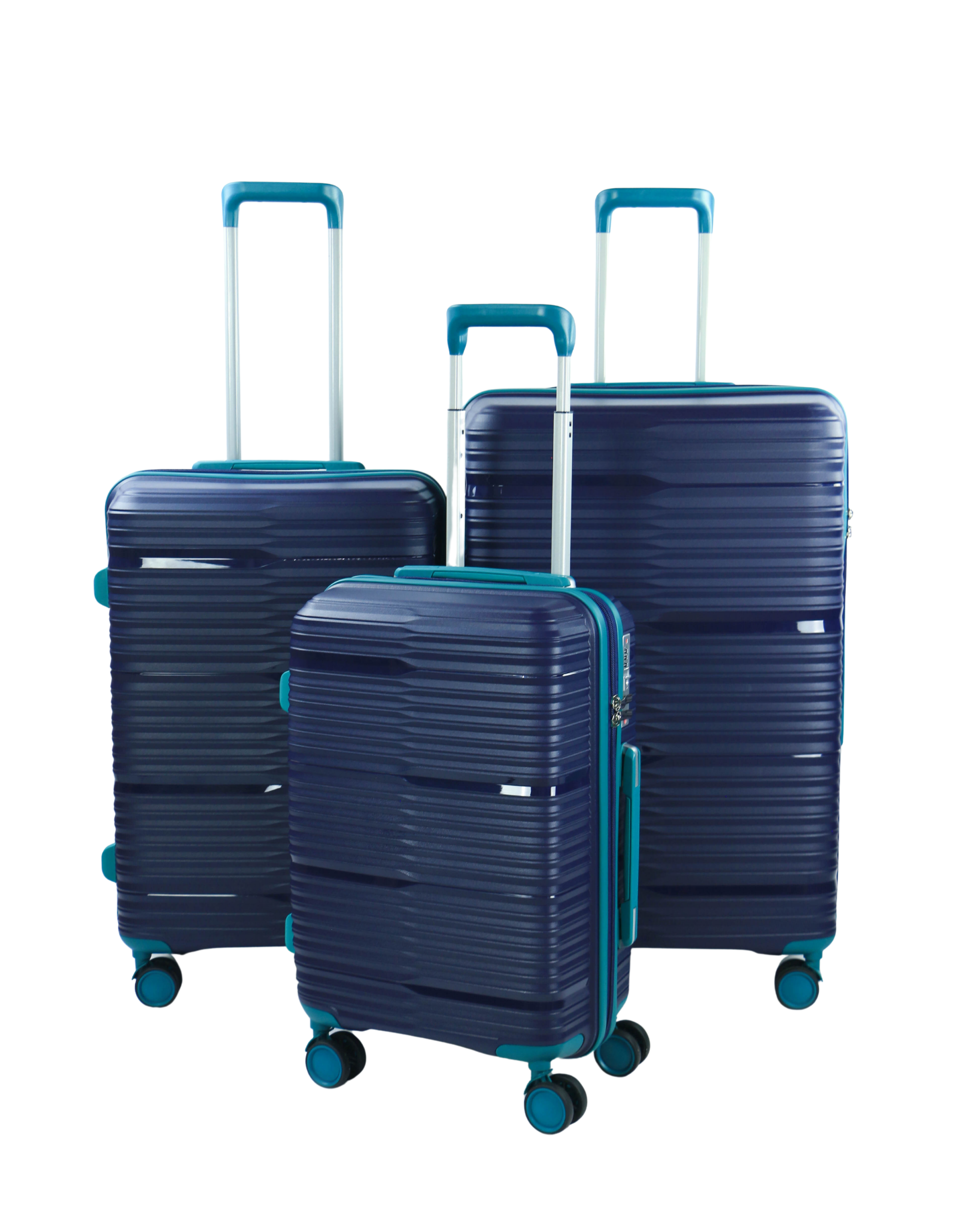 Conjunto de 3 Malas Bicolores em Polipropileno com Interior 180D e Rodas Silenciosas | Produzido em Portugal